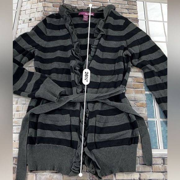 Women’s Epic Threads Gray & Black Ruffled Casual Long Sleeve Sweater (XL) R15 - Picture 6 of 8